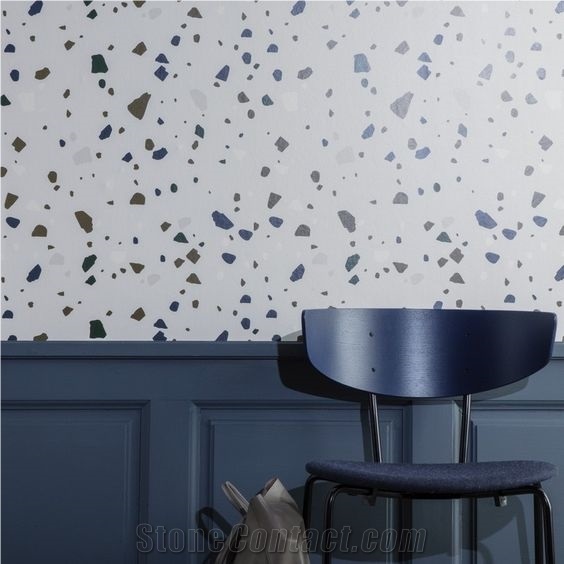White Terrazzo with Colors Kitchen Bathroom Floor