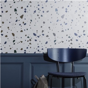 White Terrazzo with Colors Kitchen Bathroom Floor