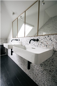 White Terrazzo with Colors Kitchen Bathroom Floor