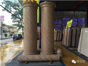 Gold Royal Beige Marble Column Solid Surface