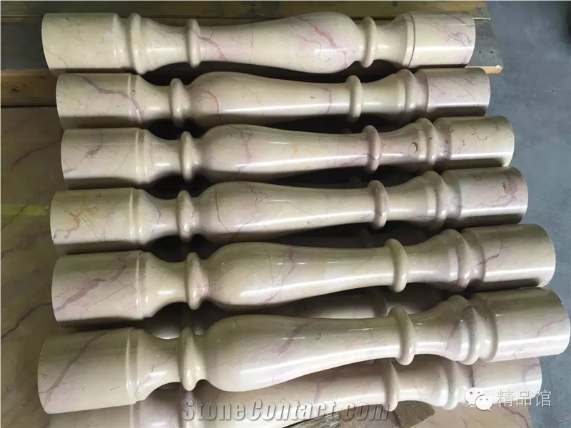 Gold Royal Beige Marble Column Solid Surface