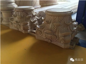 Gold Royal Beige Marble Column Solid Surface