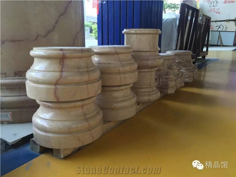 Gold Royal Beige Marble Column Solid Surface