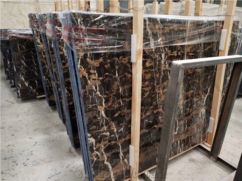 Polished Portoro Afghanistan Marble Slabs for Wall, Afghan Nero Portoro Marble