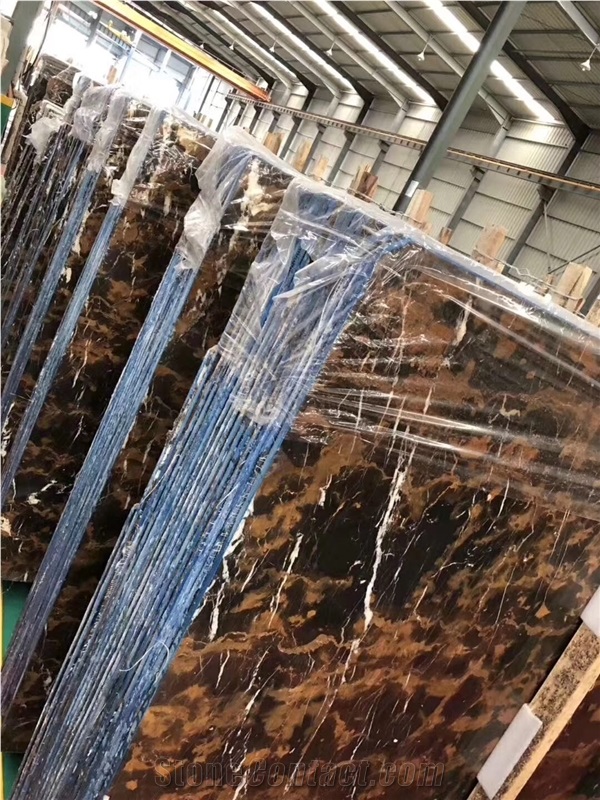 Polished Portoro Afghanistan Marble Slabs for Wall, Afghan Nero Portoro Marble