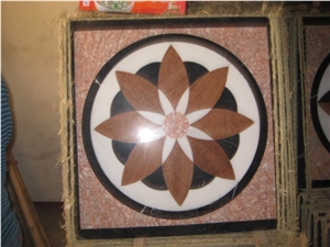 Square&Rough Multicolor Marble Waterjet Medallion
