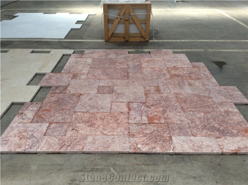 Red Travertine French Pattern