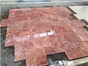 Red Travertine French Pattern