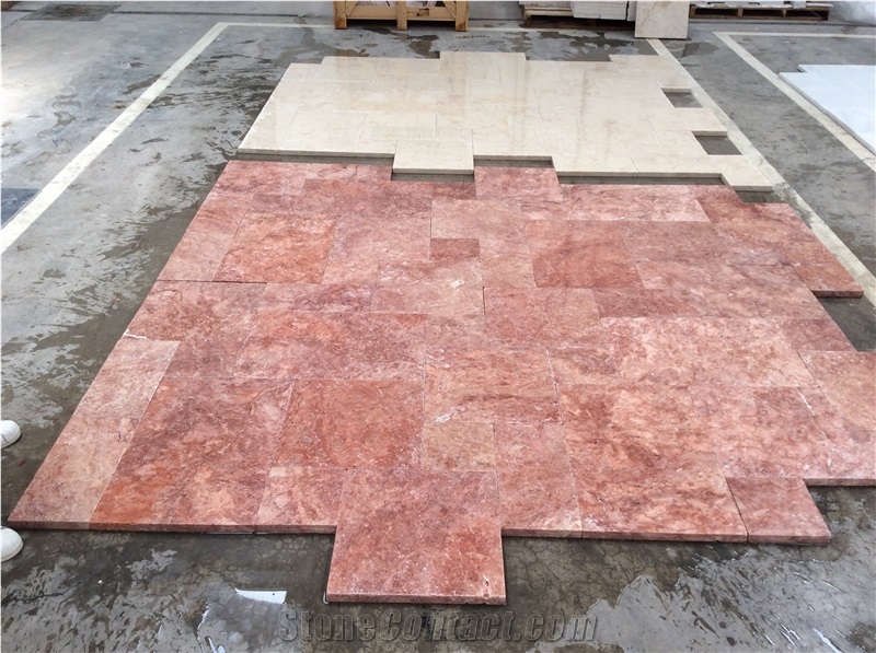 Red Travertine French Pattern