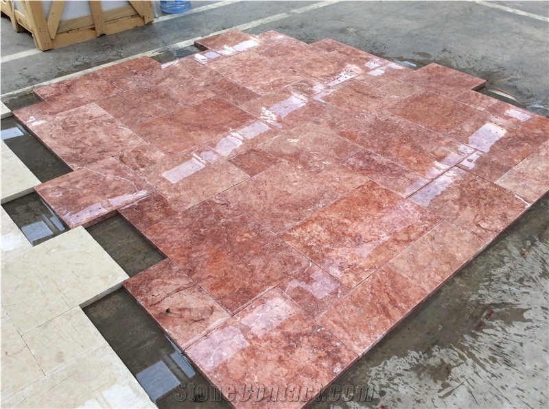 Red Travertine French Pattern
