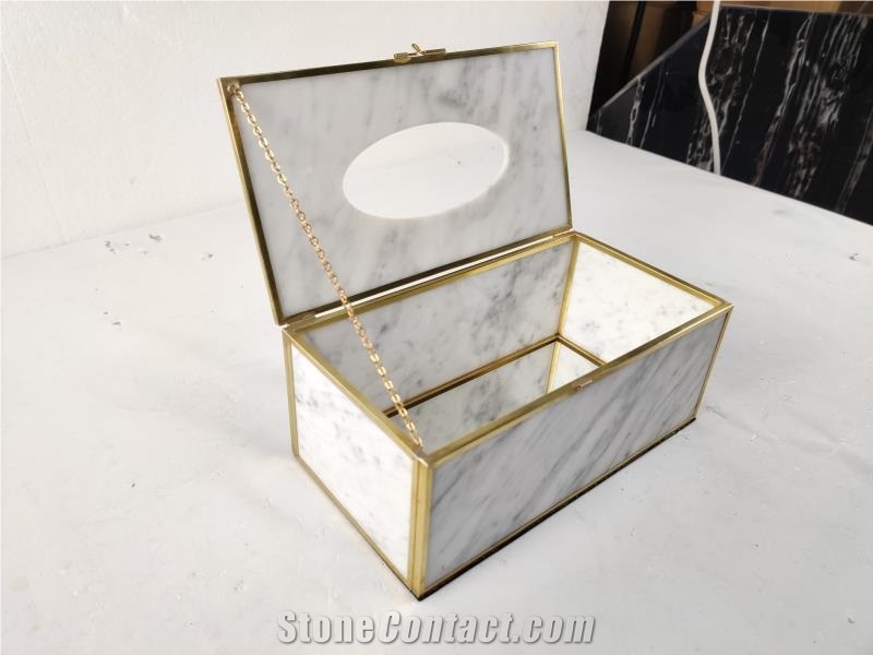 Carrara White Marble Tissue Box
