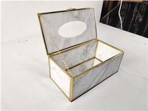 Carrara White Marble Tissue Box