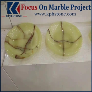 Dark Emperador Marble Round Vessel Basin Sink