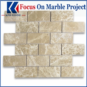 Emperador Light Grand Brick Subway Mosaic Tile