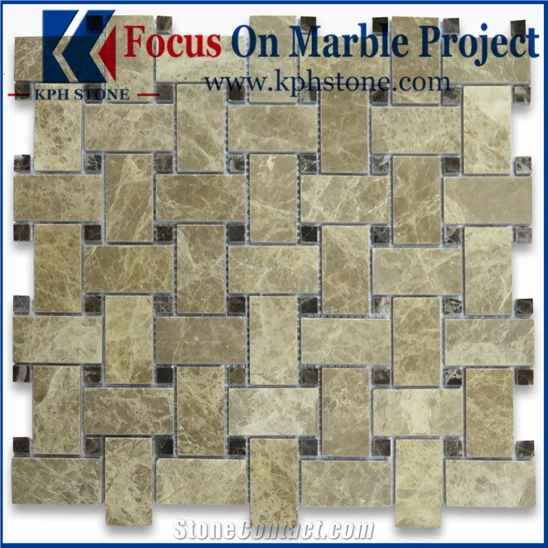 Emperador Light Grand Brick Subway Mosaic Tile