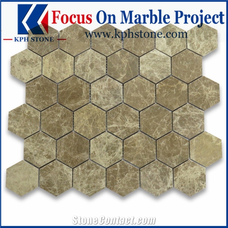 Emperador Light Grand Brick Subway Mosaic Tile