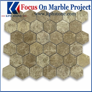 Emperador Light Grand Brick Subway Mosaic Tile