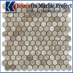 Emperador Light Hexagon Mosaic Tile Polished