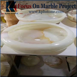 Light White Green Onyx Wash Basins Sinks