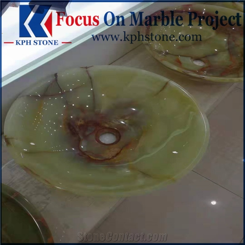 Light White Green Onyx Wash Basins Sinks