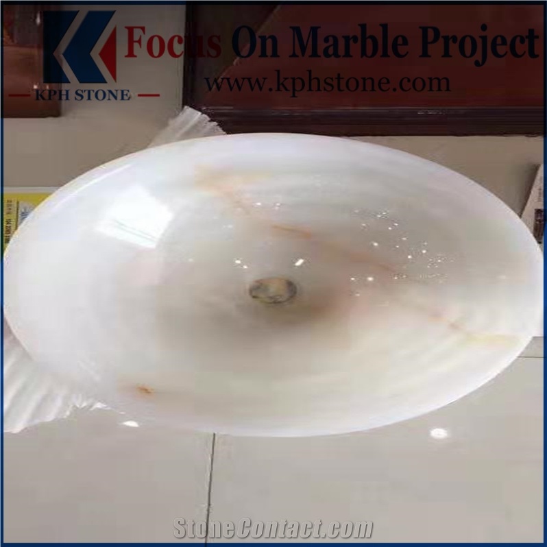 Light White Green Onyx Wash Basins Sinks