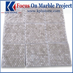 Marble Hexagon Mosaic - Wooden White 2" Hexagon