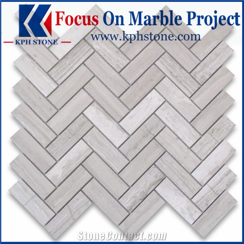 Marble Hexagon Mosaic - Wooden White 2" Hexagon