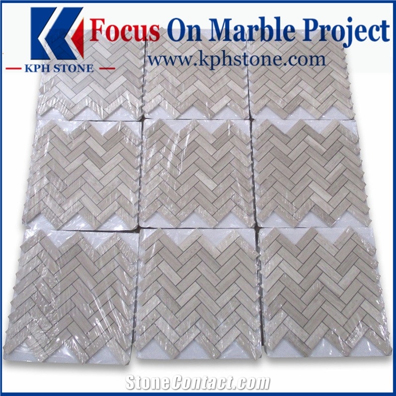 Marble Hexagon Mosaic - Wooden White 2" Hexagon