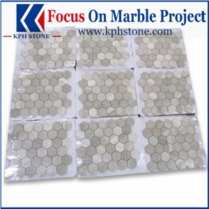 Marble Hexagon Mosaic - Wooden White 2" Hexagon