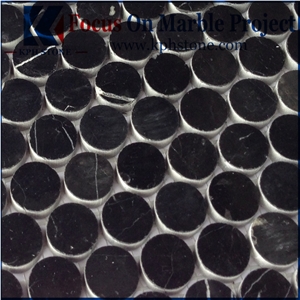 Nero Marquina 3/4" Penny Round Honed Mosaic