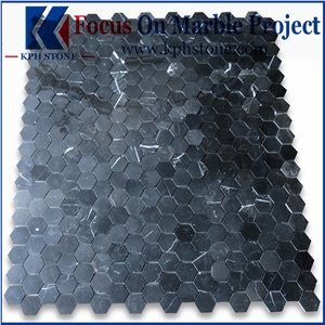 Nero Marquina Black Marble Hexagon Mosaic Tile