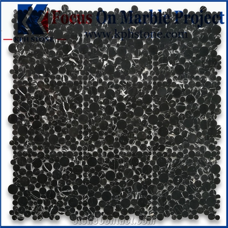 Nero Marquina Marble Medium Brick Mosaic Tiles