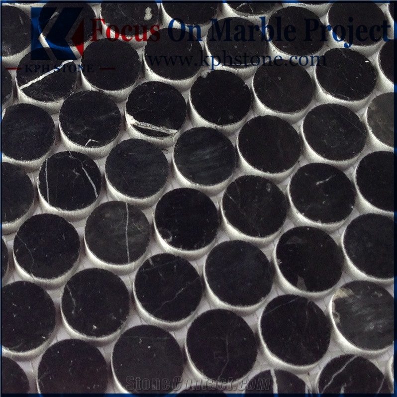 Nero Marquina Marble Medium Brick Mosaic Tiles