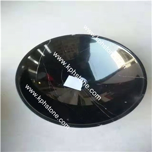 Nero Marquina Marble Round Vessel Basin Sink