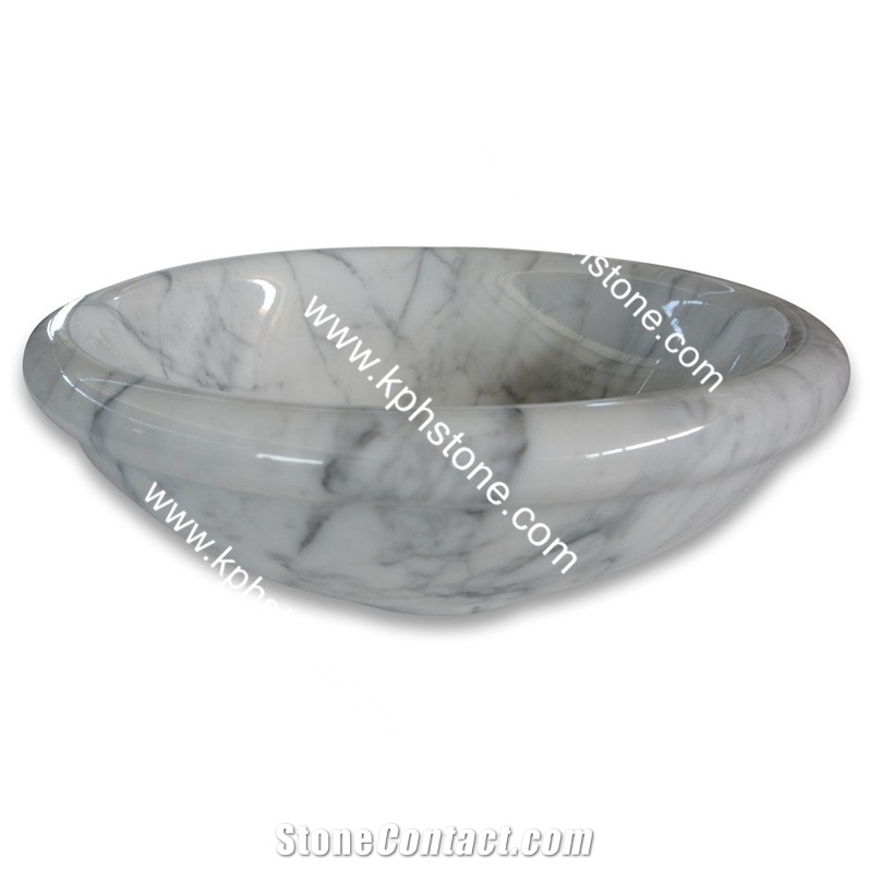Nero Marquina Marble Round Vessel Basin Sink