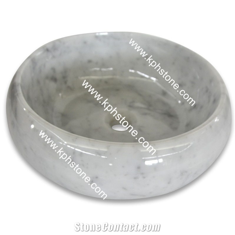 Nero Marquina Marble Round Vessel Basin Sink