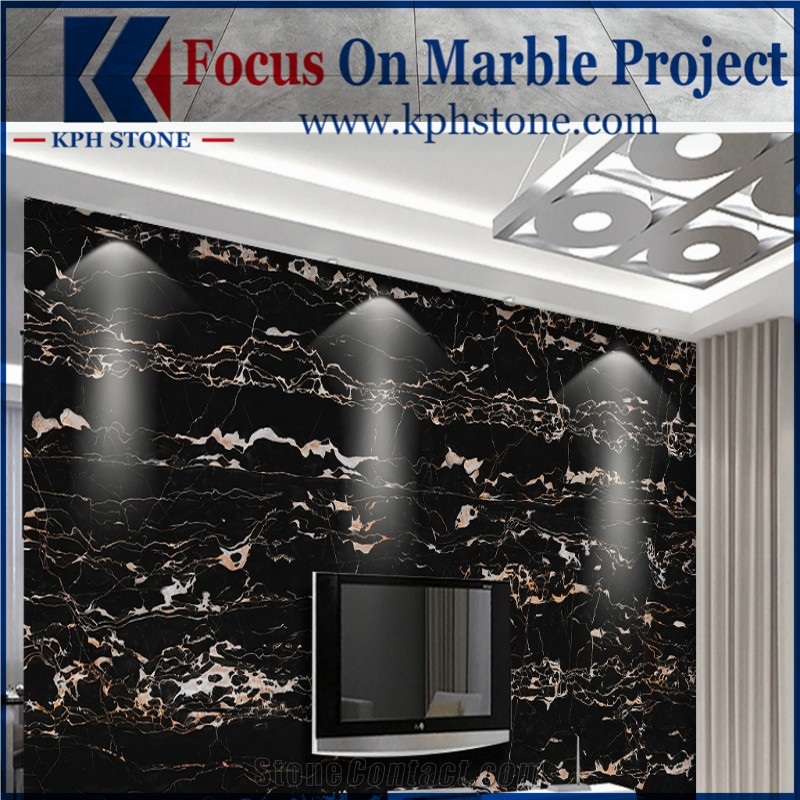 Nero Portoro Marble Background Slab