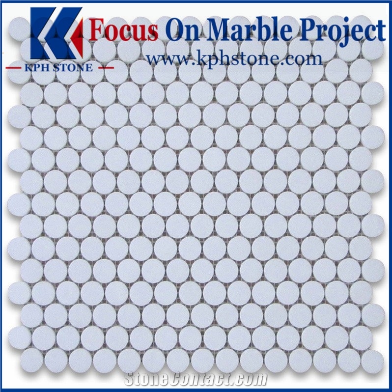 Thassos White 3/4 Inch Quarter Round Mosaic Tile
