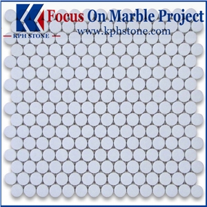 Thassos White 3/4 Inch Quarter Round Mosaic Tile
