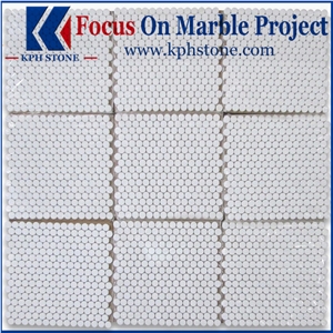 Thassos White 3/4 Inch Quarter Round Mosaic Tile
