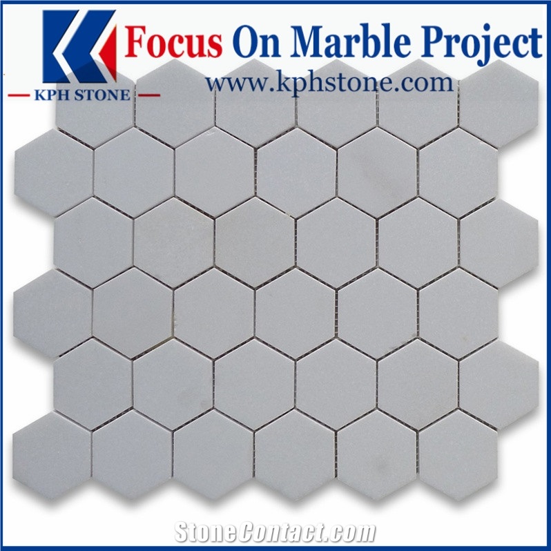 Thassos White 3/4 Inch Quarter Round Mosaic Tile