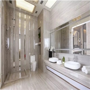 White Serpeggiante Wood Marble Bathroom Tiles