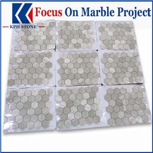 White Wood Grain 1x3 Herringbone Mosaic Tile