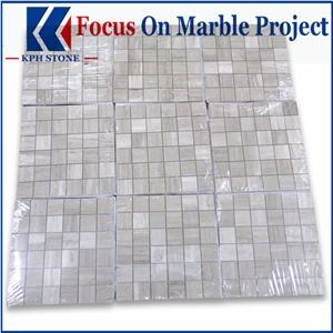 White Wood Grain 1x3 Herringbone Mosaic Tile
