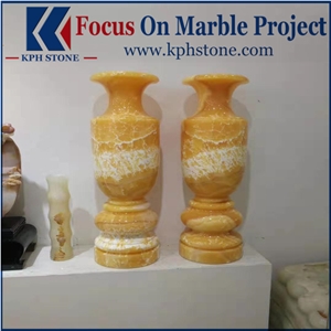 Yellow Onyx Flower Pots Vases