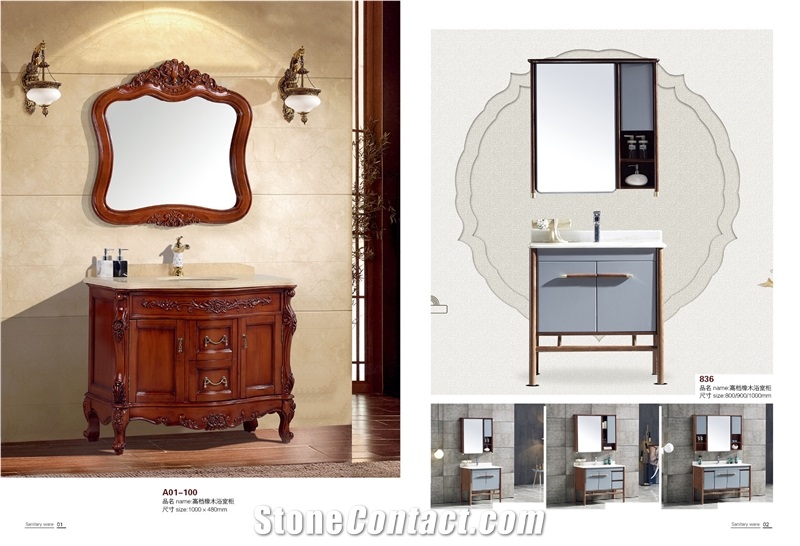 Quartz Stone Countertop Bathroom Cabinet Design