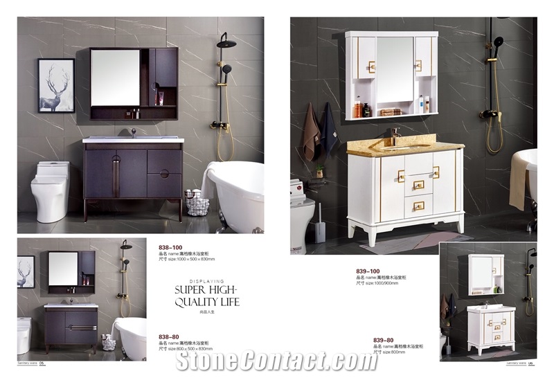 Quartz Stone Countertop Bathroom Cabinet Design