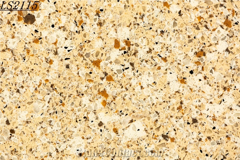Yellow Artificial Quartz for Kitchen Countertop