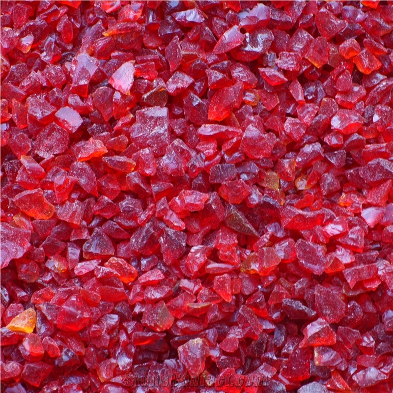 Crushed Red Glass Chips