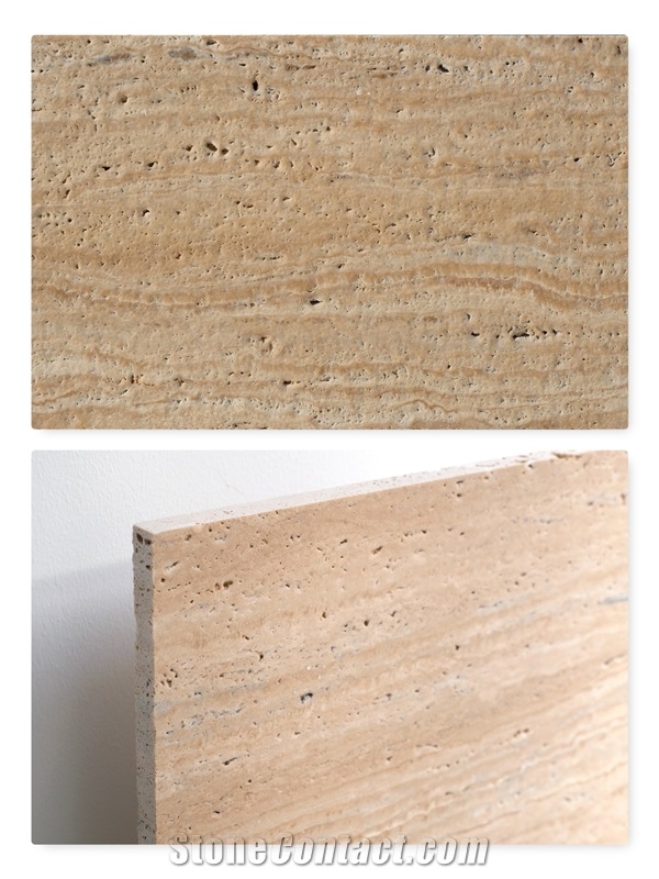 Travertine Tile - Vein-Cut, Antique, Unfilled
